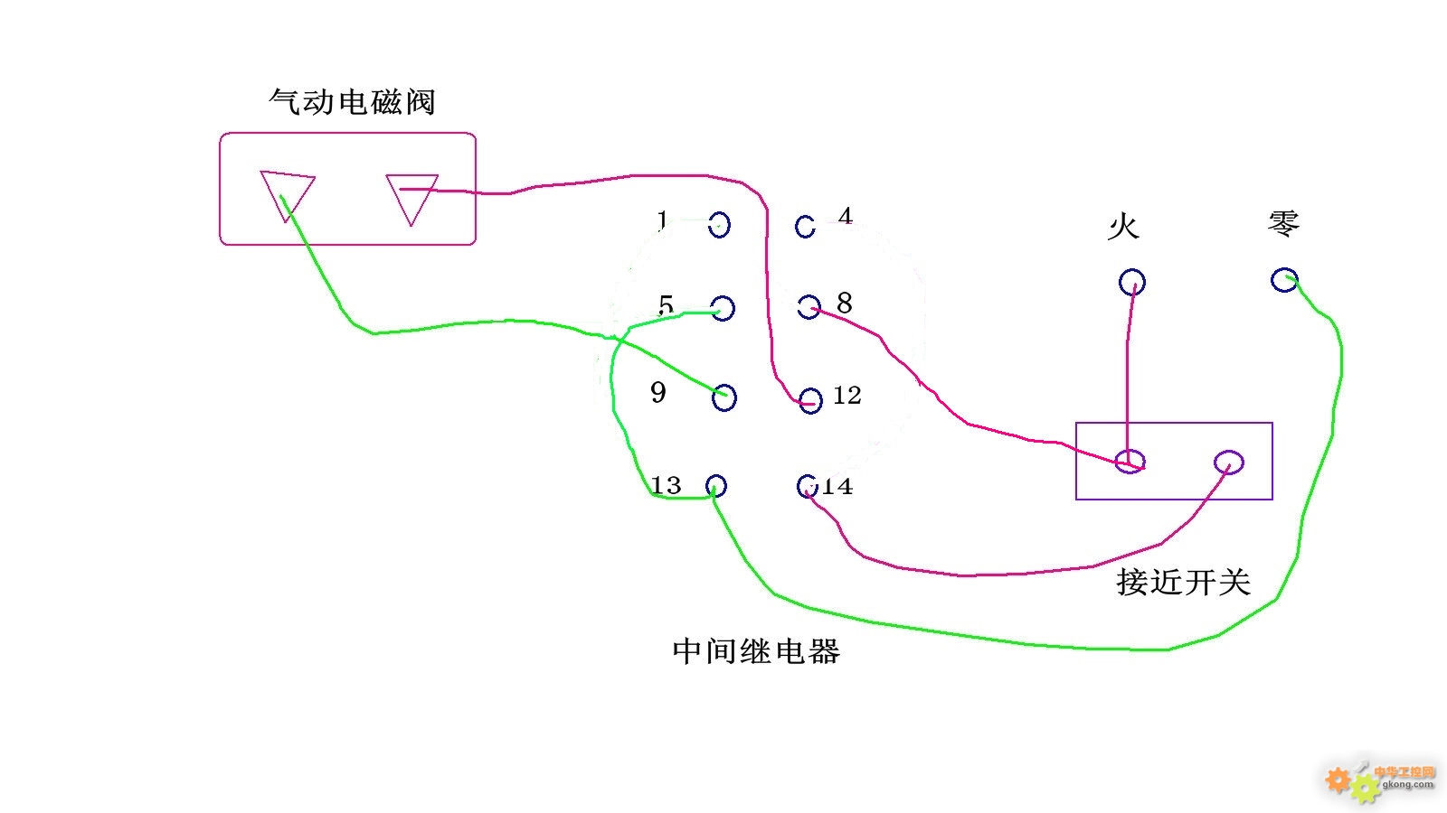 这个中间继电器怎么接线呀