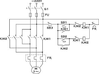 请教一下接触器互锁的正反转控制电路,谢谢!