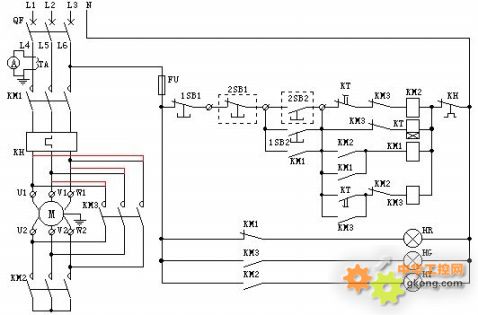电机星型三角形启动电路图(高手勿笑话)