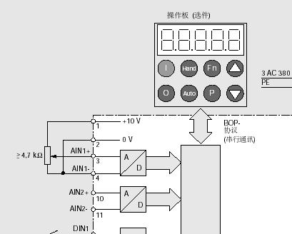 西门子mm430变频器的模拟量电流信号输入端