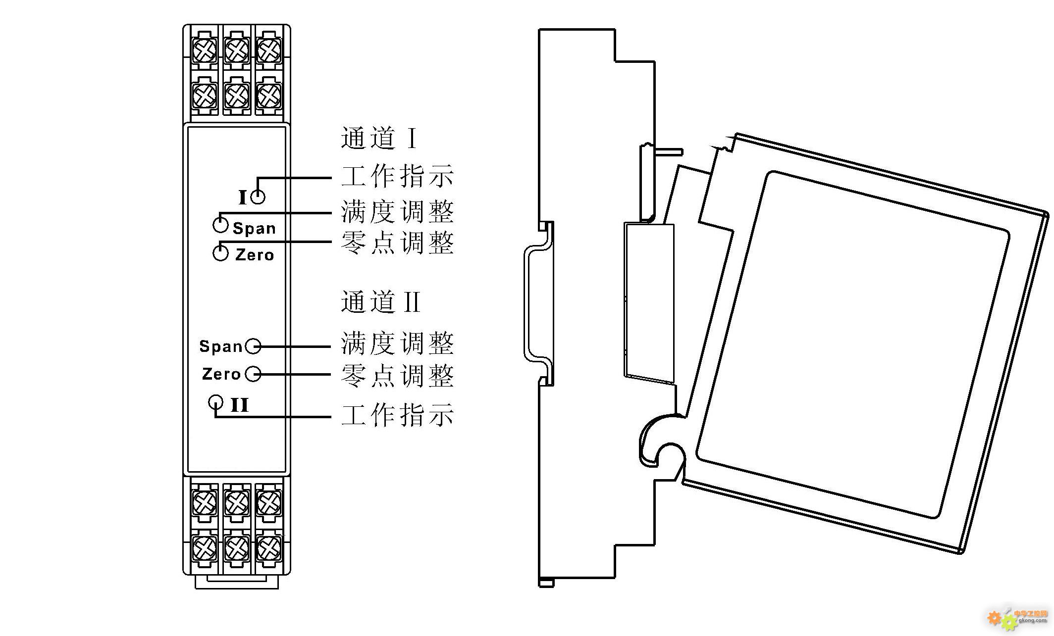 一入一出/一入二出/二入二出应用接线图(当某一输入或输出不用或无此功能时,对应端子悬空不接) 一入三出/一入四出应用接线图(当某一输入或输出不用或无此功能时,对应端子悬空不接) 5、XP系列隔离配电器订货须知 参照选型代码表,正确规范书写订货型号代码 举例1 输入:1路二线制4-20mA,输出:1路4-20mA,工作电源:24VDC 订货型号:XPD-A420-A420 -D 举例2 输入:1路二线制4-20mA,输出:2路1-5V,工作电源:24VDC 订货型号:XPD