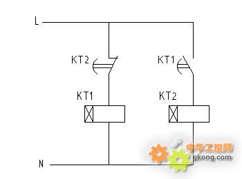 瀏覽主題: 關於時間繼電器的問題 如上圖電路,時間繼電器kt1和kt