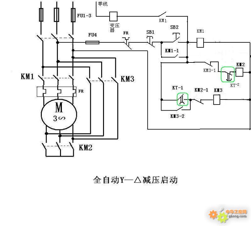 請教星形啟動,三角形運行電路圖