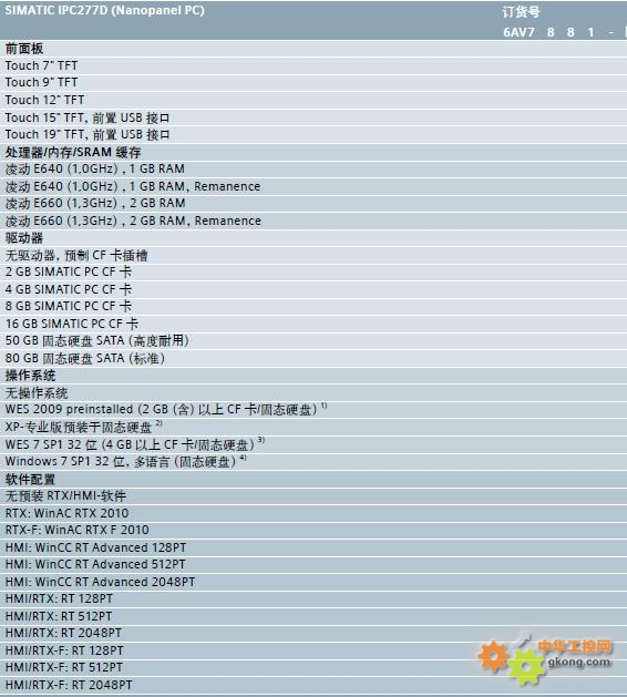 西门子277D工控机6AV7881-工控机 277D 6AV7881-